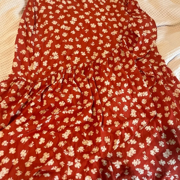 Madewell Happy Hibiscus Ruffle Faux Wrap Midi Skirt, Size 6 - Picture 3 of 12